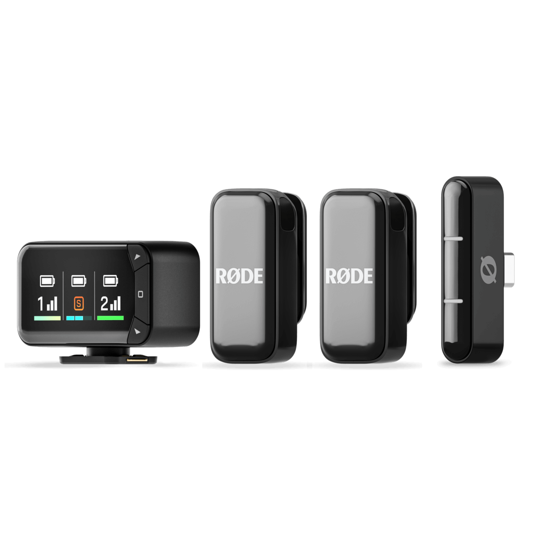 RØDE Wireless Micro Camera Kit with two transmitters, camera receiver, and USB-C phone receiver