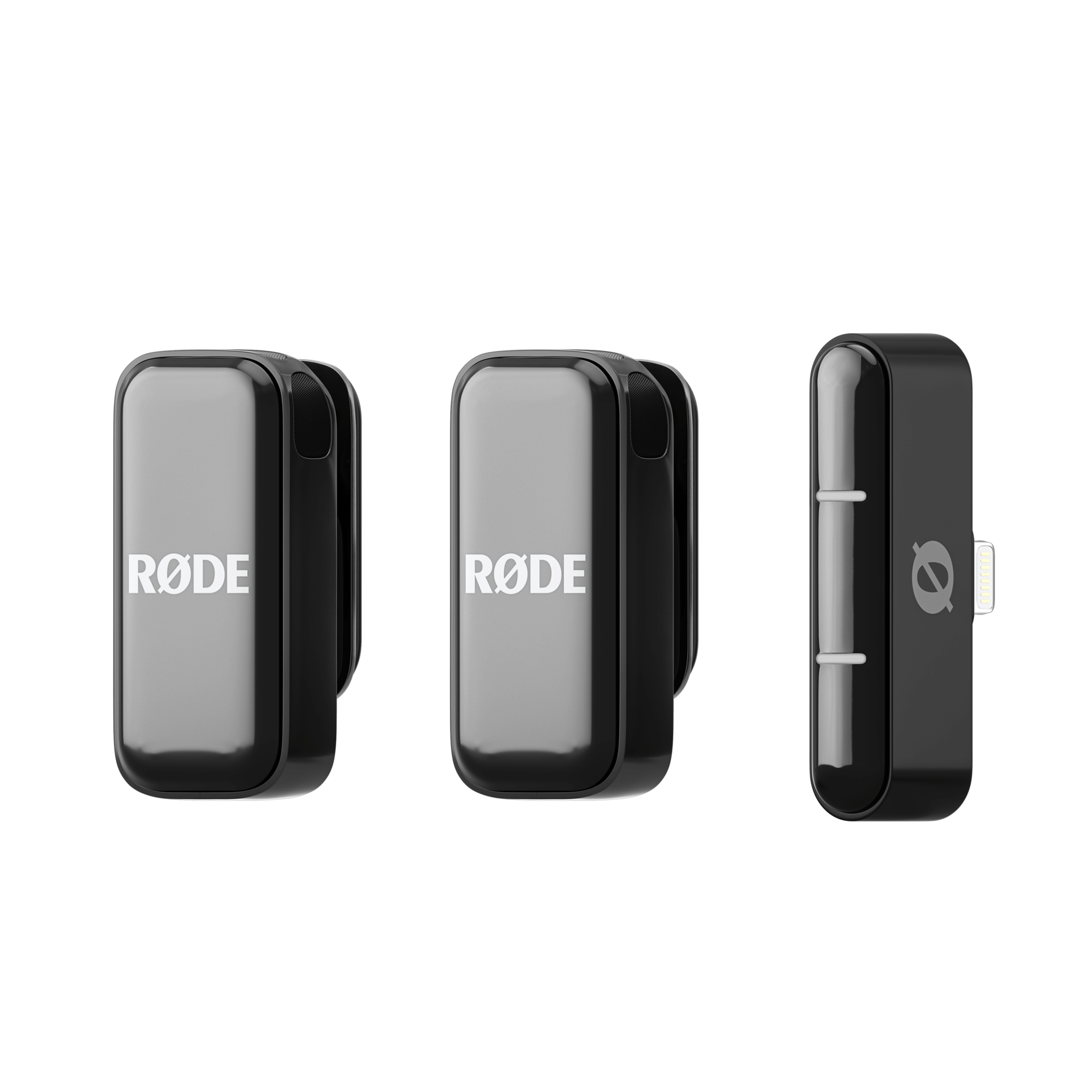 Black RØDE Wireless Micro transmitters and Lightning receiver
