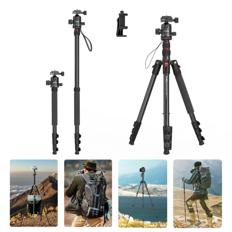 SmallRig CT-10 tripod and monopod configurations with phone holder